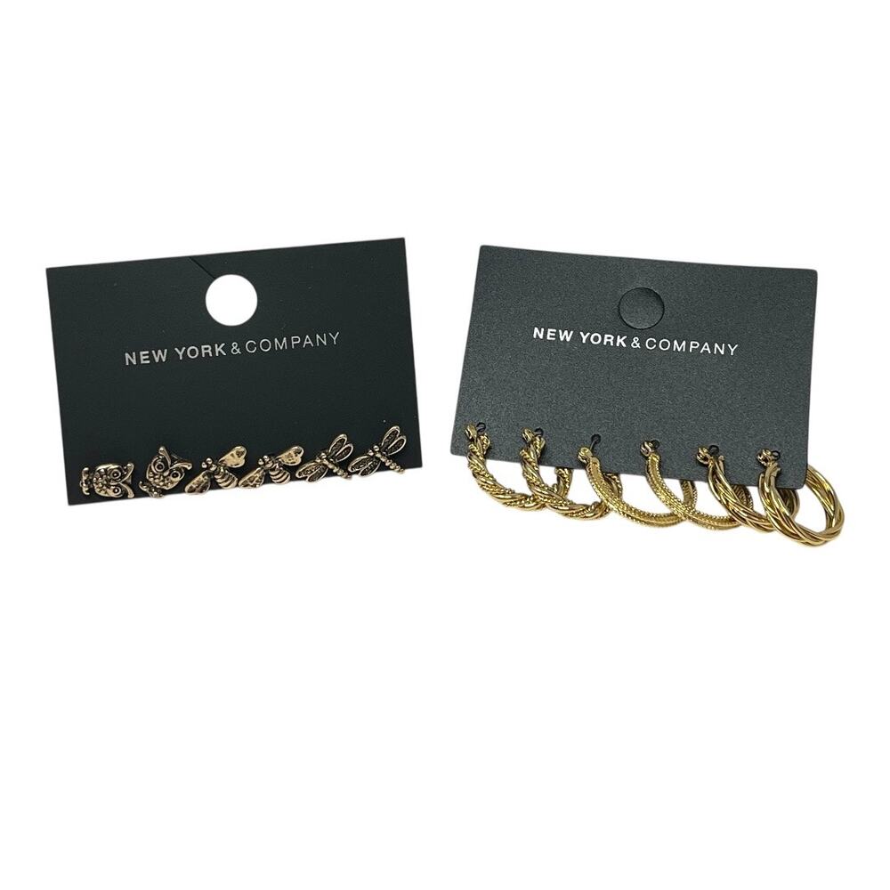 New York & Company Gold Hoop & Stud Earrings Bundle NWT